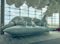 Horizontal view of French artist Charles PÃ©tillon\'s InÃ¨s an iconic beautiful sleeping cat sculpture